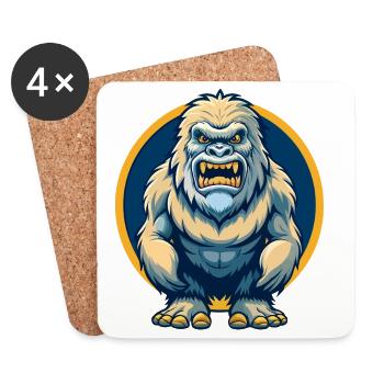 Yeti Kawaii Maskottchen-Cartoon-Charakter-Clipart-Logo - Untersetzer (4er-Set) - Weiß - Vorne
