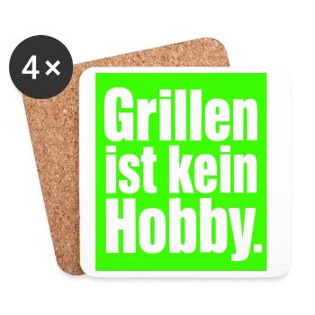 BBQ Spruch Geschenk für Männer & Papa Grillfans - Untersetzer (4er-Set) - Weiß - Vorne