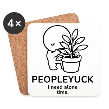 Peopleyuck – I Need Alone Time | Introvert Mood - Untersetzer (4er-Set) - Weiß - Vorne