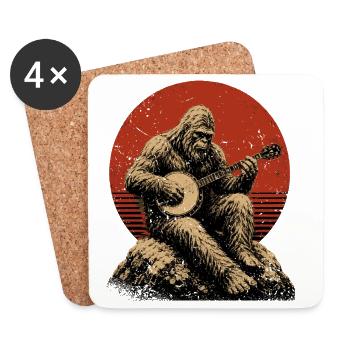  Sasquatch-Bigfoot Banjospieler Banjo - Untersetzer (4er-Set) - Weiß - Vorne