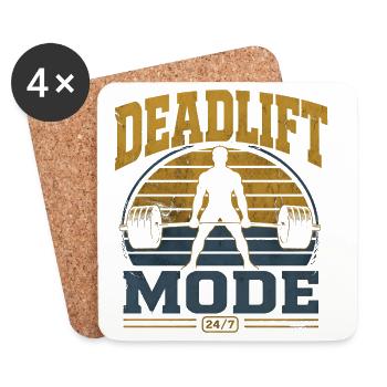 Deadlift Mode 24/7 Powerlifting Gym Motivation - Coasters (set of 4) - white - Front