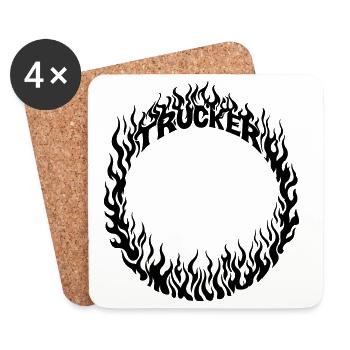 Trucker Fire Ring Detailed - Color Changeable - Coasters (set of 4) - white - Front