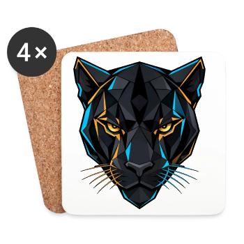 Geometrischer Panther - Untersetzer (4er-Set) - Weiß - Vorne