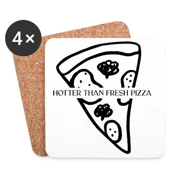 Plus chaud que la pizza fraîche - Dessous de verre (lot de 4) - blanc - Devant