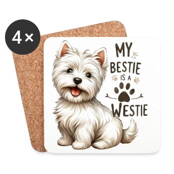 Westie Bestie Süßes West Highland Terrier-Design - Untersetzer (4er-Set) - Weiß - Vorne