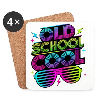 Old School Cool 80's Costume 80er Jahre - Untersetzer (4er-Set) - Weiß - Vorne