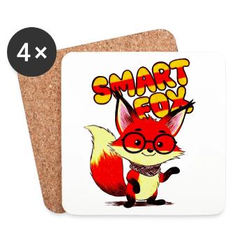 Lunettes de dessin animé Renard Intelligent - Dessous de verre (lot de 4) - blanc - Devant