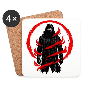 Dunkler Schatten Ninja Ring - Untersetzer (4er-Set) - Weiß - Vorne