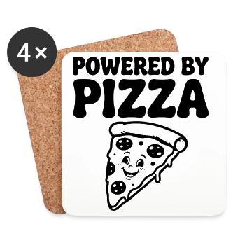 Propulsé par Pizza Lustiger Pizza Spruch - Dessous de verre (lot de 4) - blanc - Devant