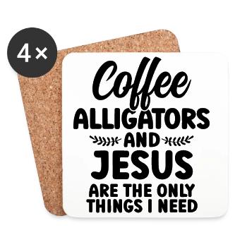 Coffee Alligators And Jesus - Untersetzer (4er-Set) - Weiß - Vorne