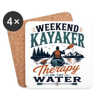Wochenend-Kajakfahrer-Therapie auf dem Wasser - Untersetzer (4er-Set) - Weiß - Vorne
