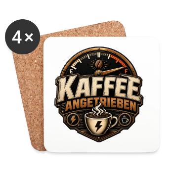 Kaffee angetrieben - Kaffee T-Shirt - Untersetzer (4er-Set) - Weiß - Vorne