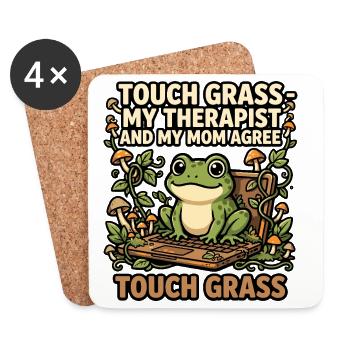 Touch Grass Frosch Computer Humor - Untersetzer (4er-Set) - Weiß - Vorne