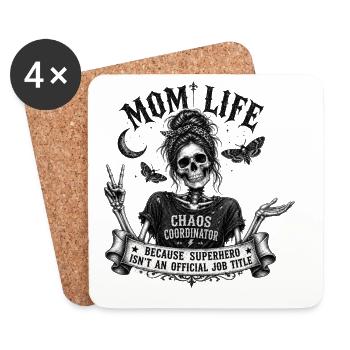 Mom Life Chaos Coordinator Vintage Skull Gothic - Untersetzer (4er-Set) - Weiß - Vorne