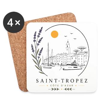 Saint-Tropez Hafen Blick - Untersetzer (4er-Set) - Weiß - Vorne