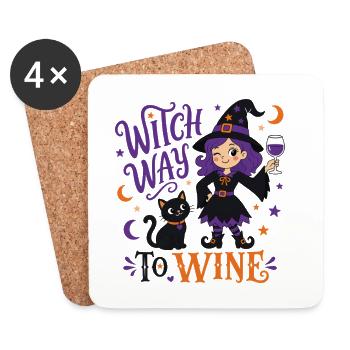 Witch Way to Wine - Hexen T-Shirt - Untersetzer (4er-Set) - Weiß - Vorne