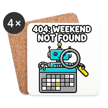 404 Weekend Not Found Roboter - Untersetzer (4er-Set) - Weiß - Vorne