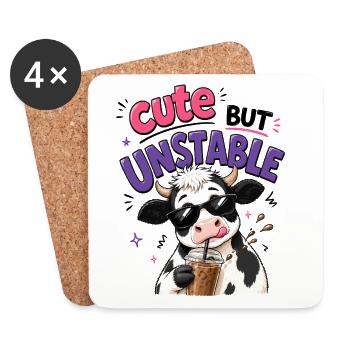 Süsse aber labile Kuh mit Eiskaffee - Untersetzer (4er-Set) - Weiß - Vorne