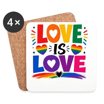 Love Is Love LGBTQ Statement Regenbogen Motiv CSD - Untersetzer (4er-Set) - Weiß - Vorne