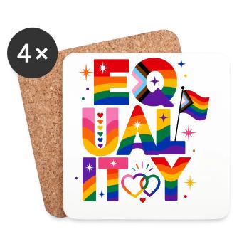 Equality Regenbogen Pride Spruch Statement Retro - Untersetzer (4er-Set) - Weiß - Vorne
