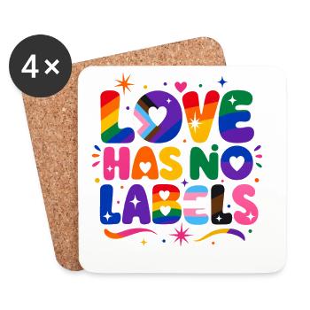 Love Has No Labels Rainbow Pride Saying - Coasters (set of 4) - white - Front