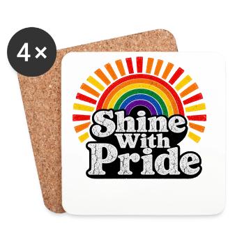 Shine With Pride LGBTQ Statement Retro Motiv - Untersetzer (4er-Set) - Weiß - Vorne