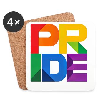 Pride Modern Block Design Regenbogen Schriftzug - Untersetzer (4er-Set) - Weiß - Vorne