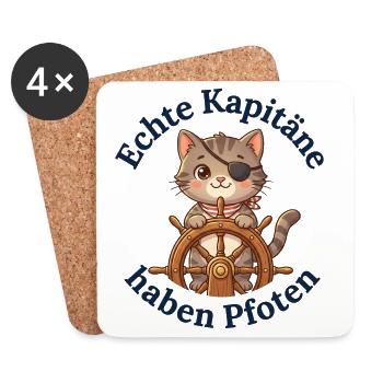 Echte Kapitäne haben Pfoten - Untersetzer (4er-Set) - Weiß - Vorne