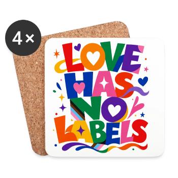 Love Has No Labels Spruch für Gay & Queer Fans - Untersetzer (4er-Set) - Weiß - Vorne