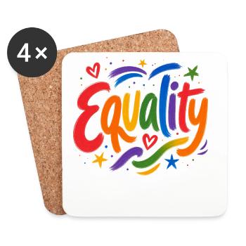 Equality Regenbogen CSD Pride Parade Love Shirt - Untersetzer (4er-Set) - Weiß - Vorne