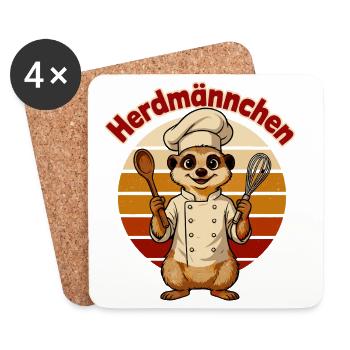 Koch Erdmännchen - Untersetzer (4er-Set) - Weiß - Vorne