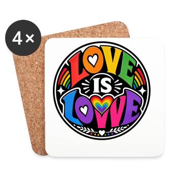 Love Is Love Regenbogen Statement Retro CSD - Untersetzer (4er-Set) - Weiß - Vorne