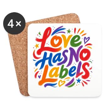 Love Has No Labels für Pride Fans Tshirt Aufkleber - Untersetzer (4er-Set) - Weiß - Vorne