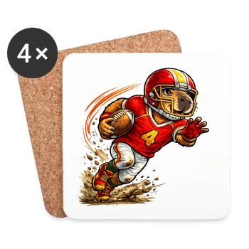 Süßes Capybara spielt American Football - Untersetzer (4er-Set) - Weiß - Vorne