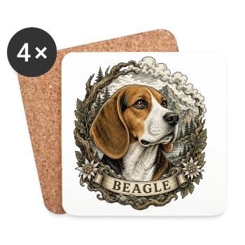 Beagle im Vintage Stil mit Berglandschaft - Untersetzer (4er-Set) - Weiß - Vorne