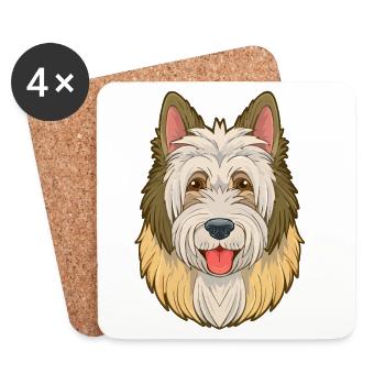 Old English Sheepdog (Comic-Porträt) - Untersetzer (4er-Set) - Weiß - Vorne