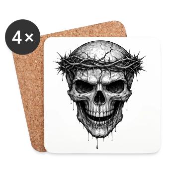 Thorn Crown Skull Gothic Horror Graphic - Coasters (set of 4) - white - Front