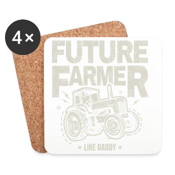 Zukünftiger Farmer Baby Tractor Vintage Dad - Untersetzer (4er-Set) - Weiß - Vorne
