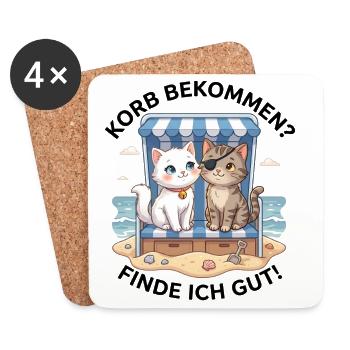 Katzen im Strandkorb Urlaub - Untersetzer (4er-Set) - Weiß - Vorne
