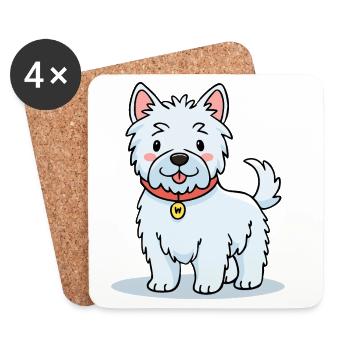 Little West Highland Terrier (comic) - Coasters (set of 4) - white - Front