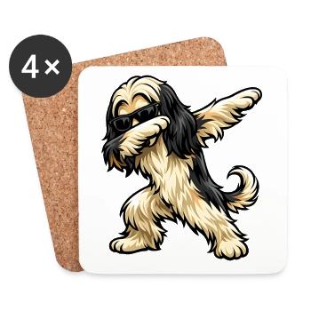 Dabbing Afghan Greyhound - Coasters (set of 4) - white - Front