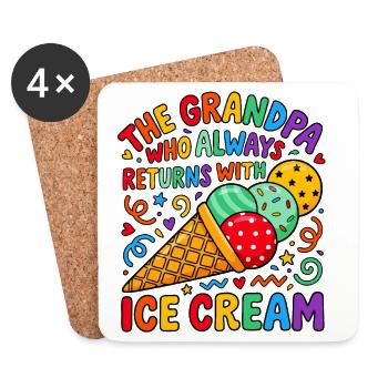 Opa Bringt Immer Eiscreme - Coasters (set of 4) - white - Front