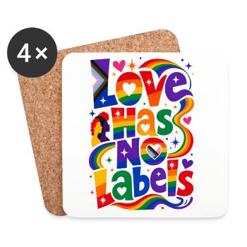 L’amour n’a pas d’étiquettes pour les gays et lesbiennes - Dessous de verre (lot de 4) - blanc - Devant