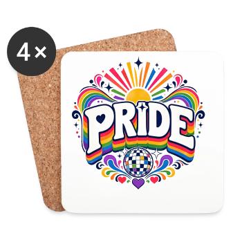 Pride Regenbogen Disko CSD Spruch Outfit - Untersetzer (4er-Set) - Weiß - Vorne