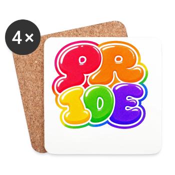 Pride Bubble Regenbogen CSD Shirt Sticker  - Untersetzer (4er-Set) - Weiß - Vorne