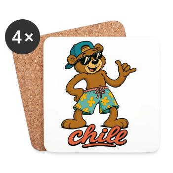 Cool summer bear in beach look - Coasters (set of 4) - white - Front