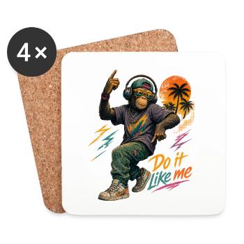 Cool Hip-Hop Monkey with Headphones – Do It Like Me - Coasters (set of 4) - white - Front