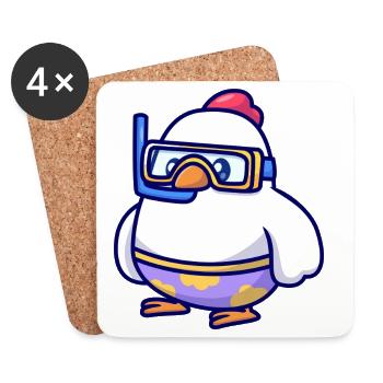Diving Chick in Snorkel Gear - Coasters (set of 4) - white - Front