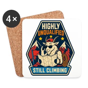 Highly Unqualified Still Climbing Goat - Coasters (set of 4) - white - Front