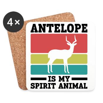 Antelope Spirit Animal Vintage Humor - Coasters (set of 4) - white - Front